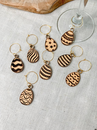 Set of Wooden Easter Egg Glass Charms