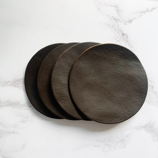 Blank Chocolate Brown Leather Circle Coasters, Handmade Real Leather Coaster Set, Anniversary Gift, Circle Coasters,