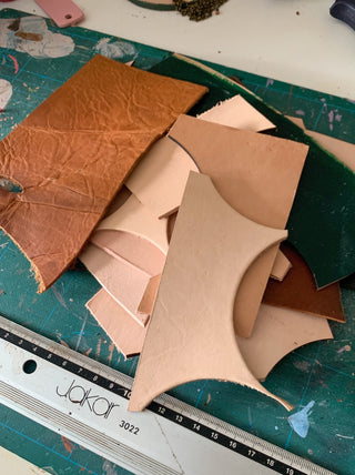 Leather off cuts for crafting, genuine leather. Sustainable.