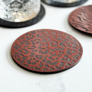 leopard print leather coasters.
