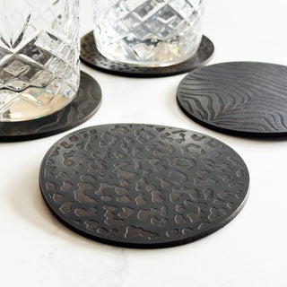 Leopard print leather coasters