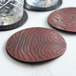 Tiger print leather coasters