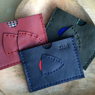 Personalised Navy blue plectrum and card holder.