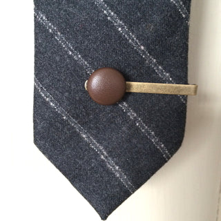 chocolate brown leather tie clip